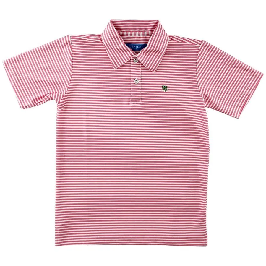 Henry Performance S/S Stripe Polo - Shrimp