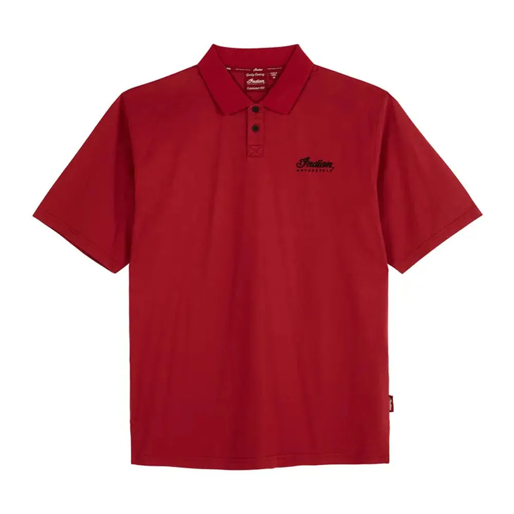 Indian Motorcycle Mens Red Polo Shirt Red