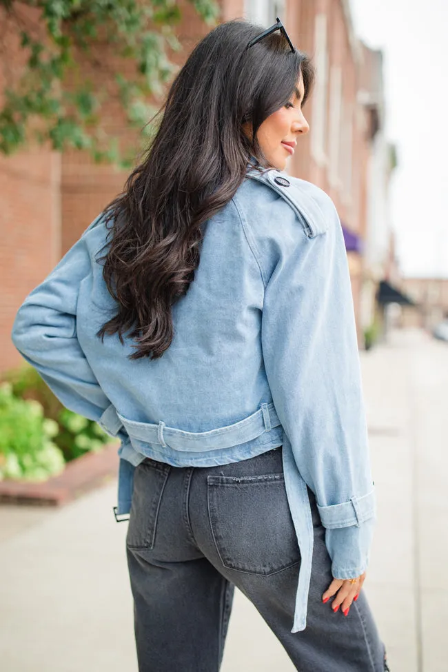 Invest In Me Denim Crop Trench Coat FINAL SALE