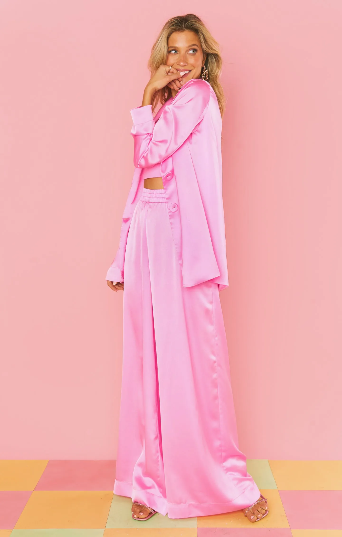 Irwin Pants ~ Pink Luxe Satin