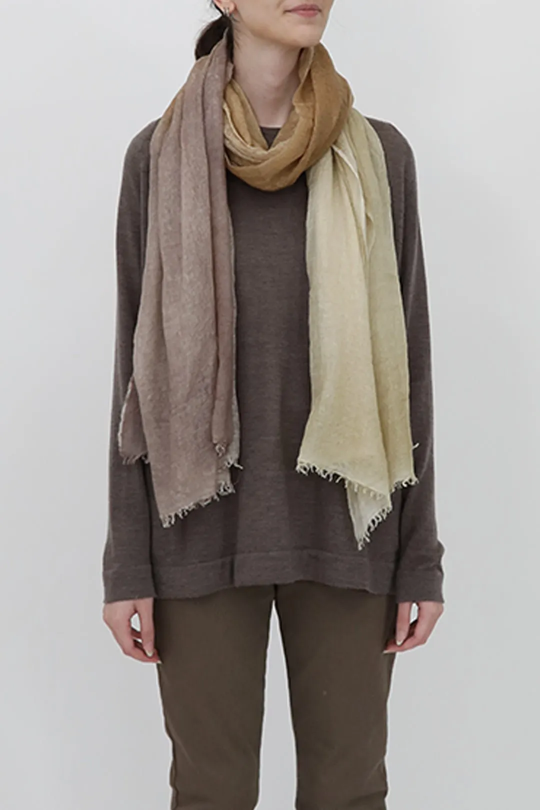 ISCHIA & HAZELNUT SCARF IN HAND DYED CASHMERE