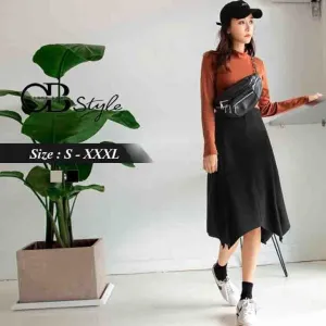 KNIT IRREGULAR HEM MIDI SKIRTS