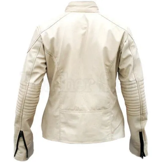 Leather Skin Cream White Unisex Men Women Fashion Stylish Sexy Premium Genuine Leather Jacket