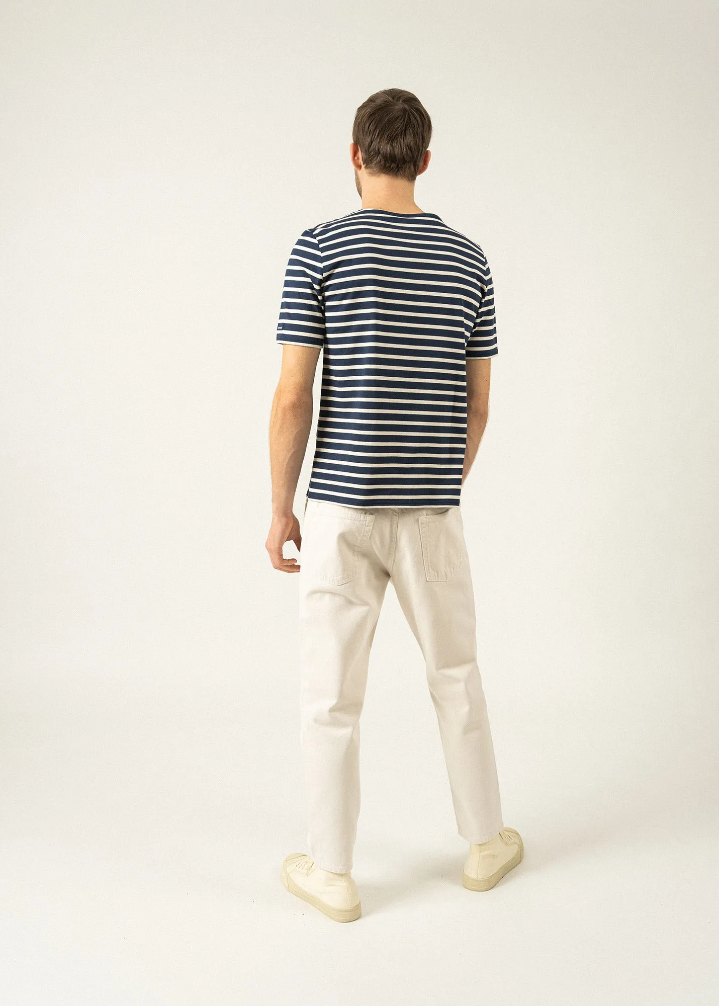 LEVANT MODERN - Breton Stripe Short Sleeve Shirt | Soft Cotton | Unisex Fit (NAVY / ECRU)