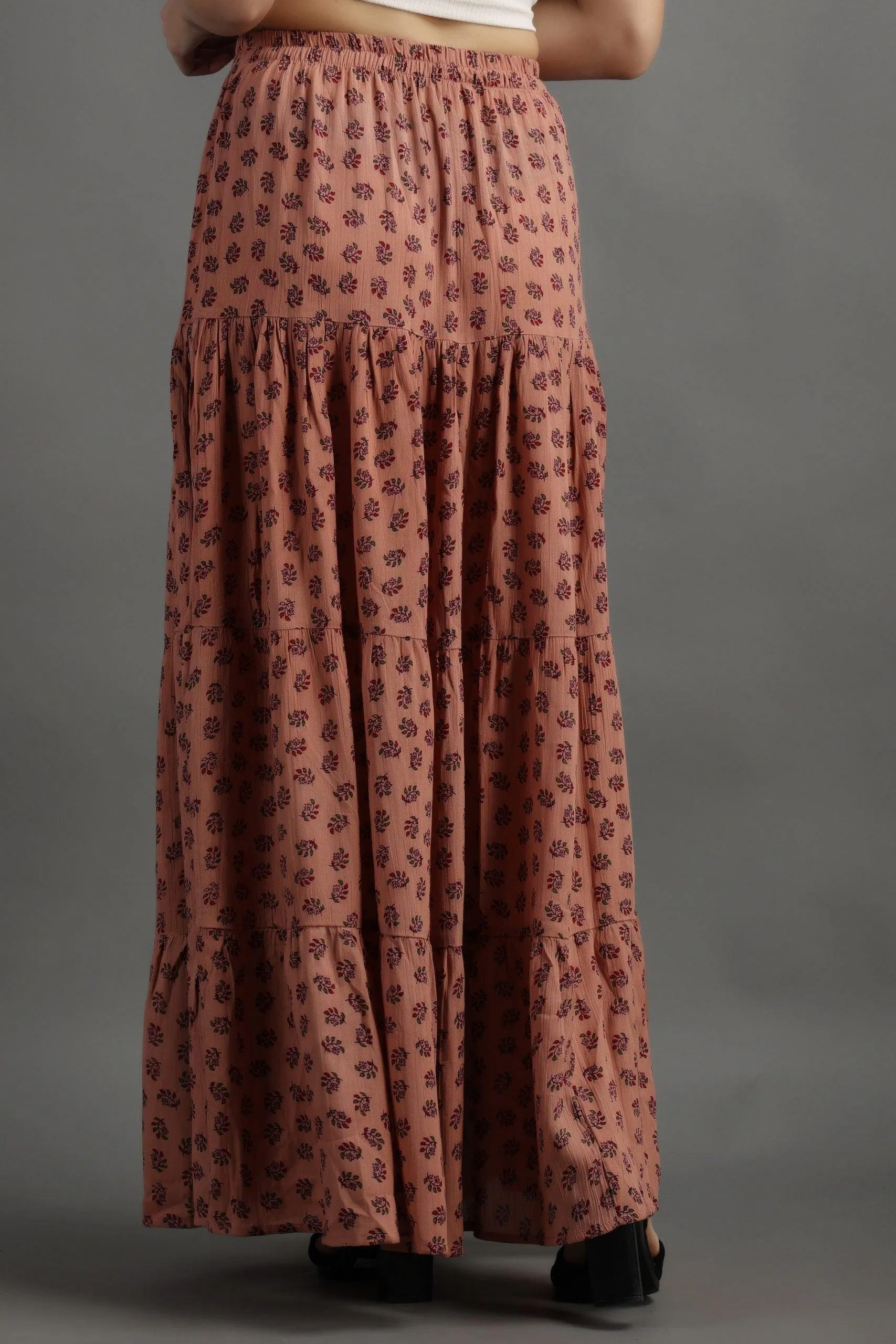 Light Brown Floral Printed Skirt