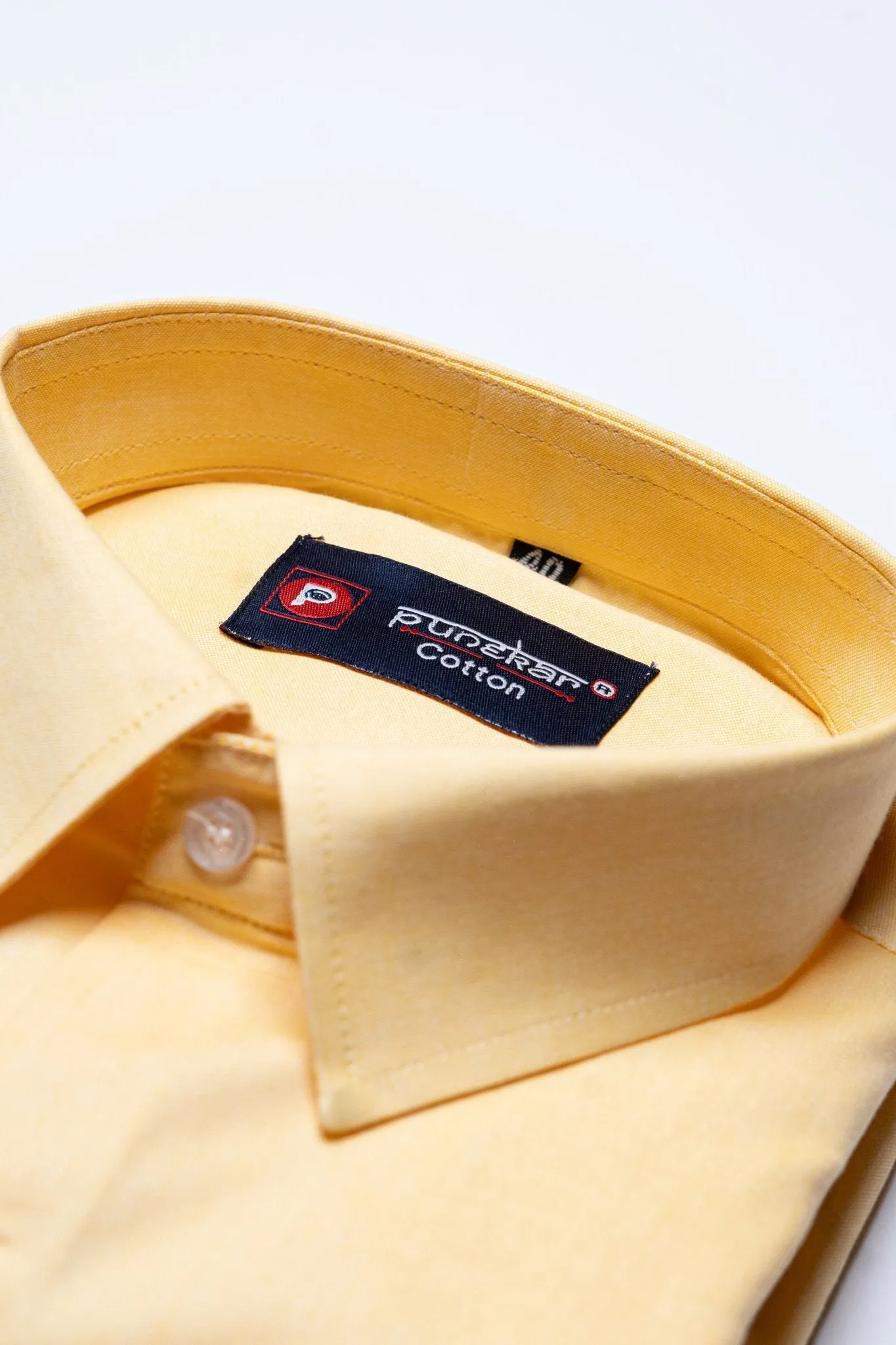 Light Yellow Color Satin Cotton Shirt For Men