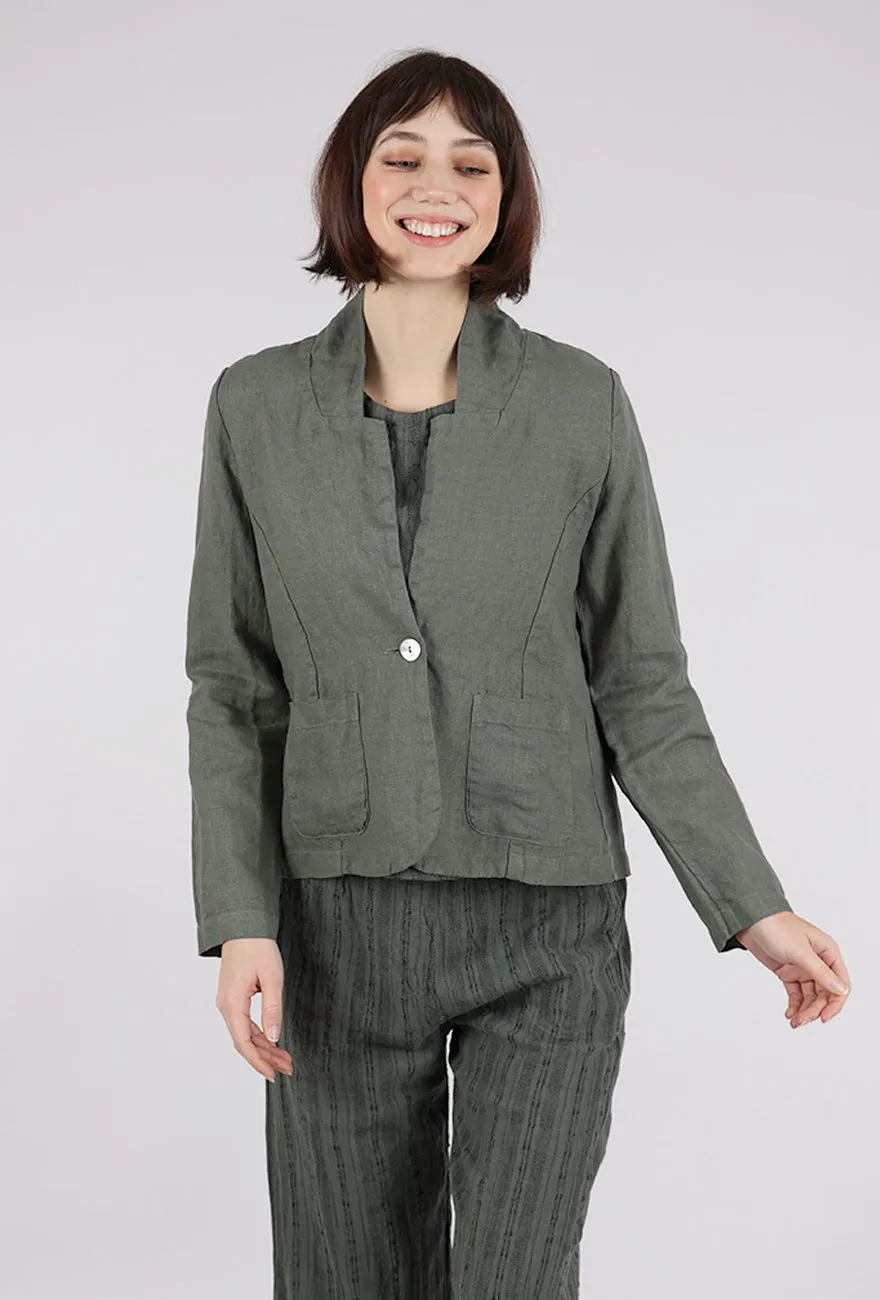 Linen One Button Blazer, Clay