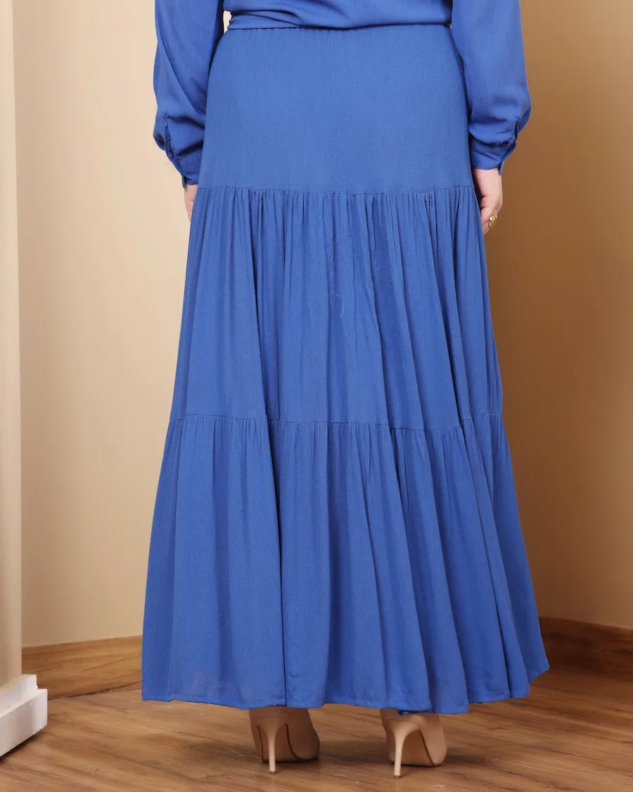 Long Solid Pleated Skirt