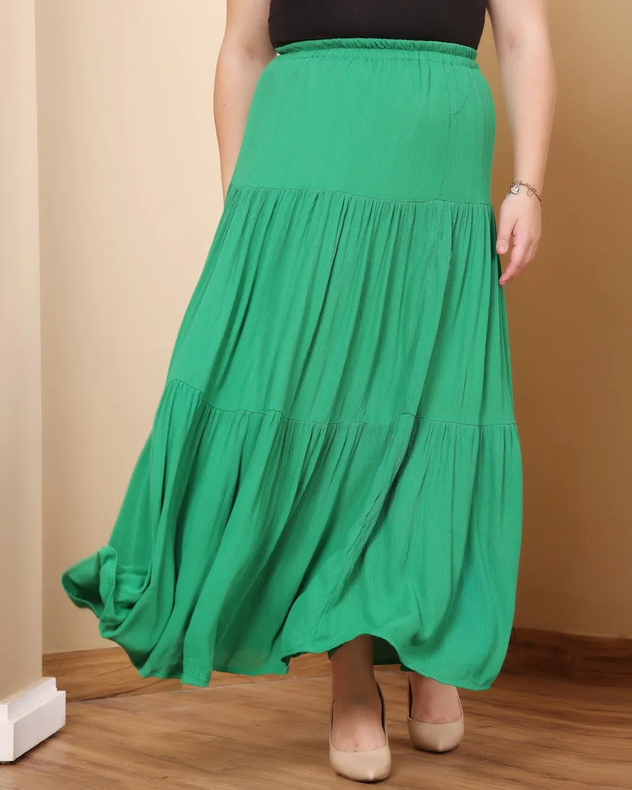 Long Solid Pleated Skirt