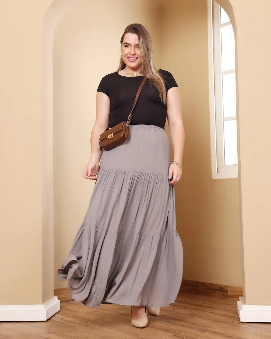 Long Solid Pleated Skirt