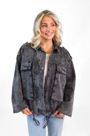 Mandie Washed Black Denim Jacket