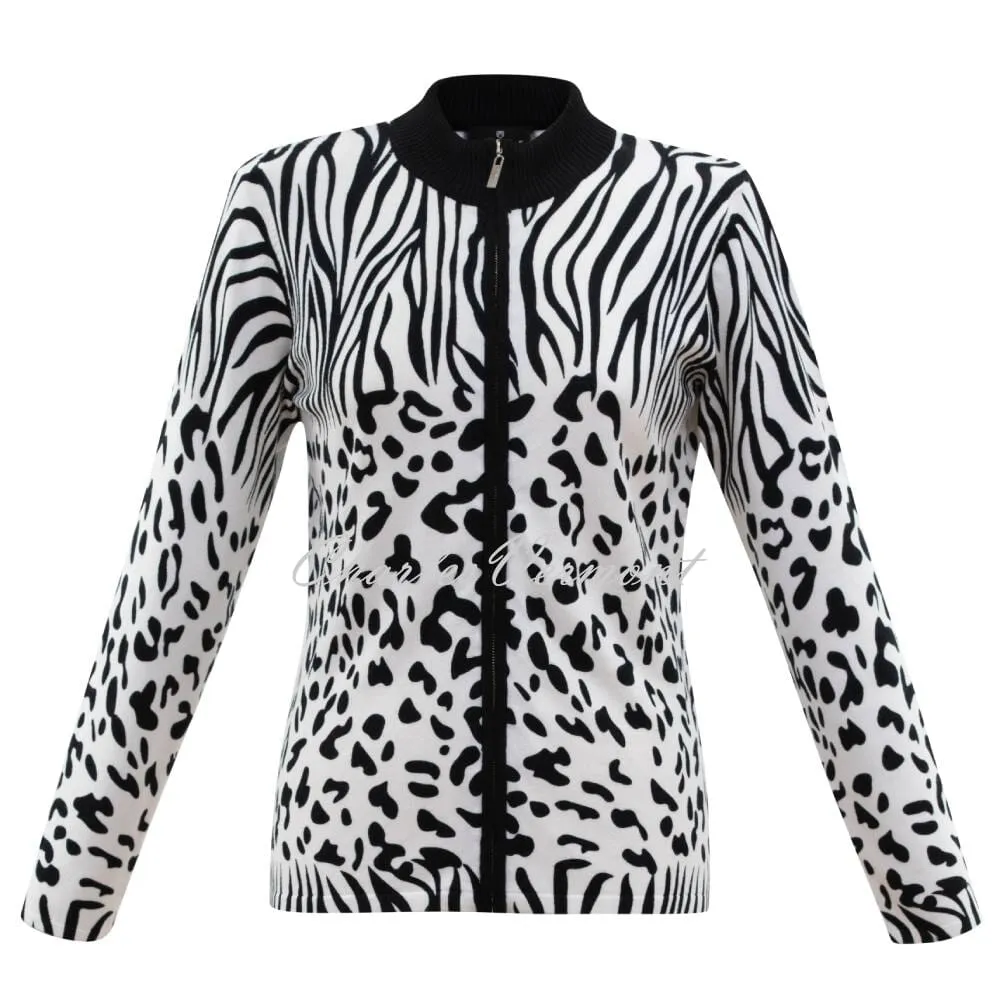 Marble Zip Cardigan - Style 6312-101 (Black / Ivory)