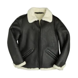 Men B-6 Black Shearling Bomber Jacket