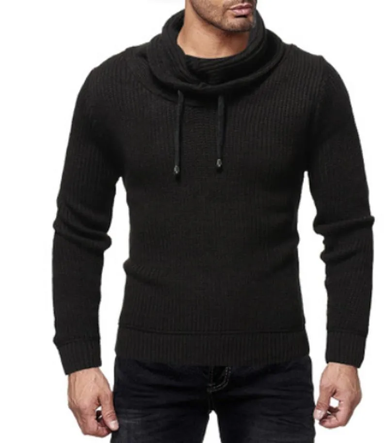 Men's Sweater Turtleneck Warm Pullover With Draw Strings