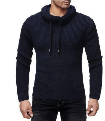 Men's Sweater Turtleneck Warm Pullover With Draw Strings