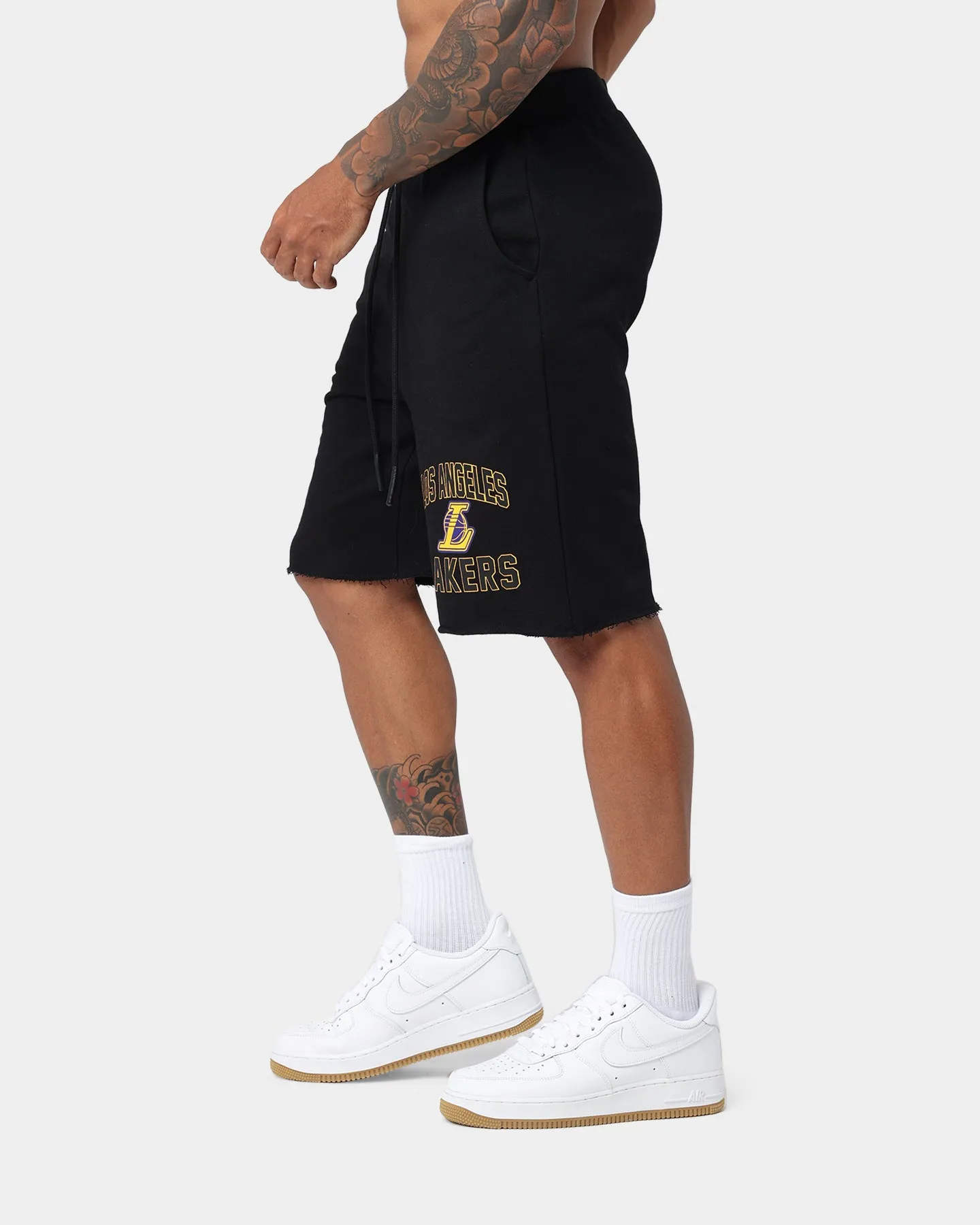 Mitchell & Ness Los Angeles Lakers Warm Up Raw Edge Shorts Black