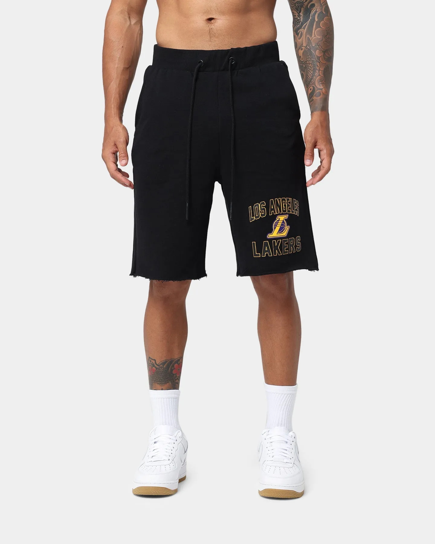 Mitchell & Ness Los Angeles Lakers Warm Up Raw Edge Shorts Black