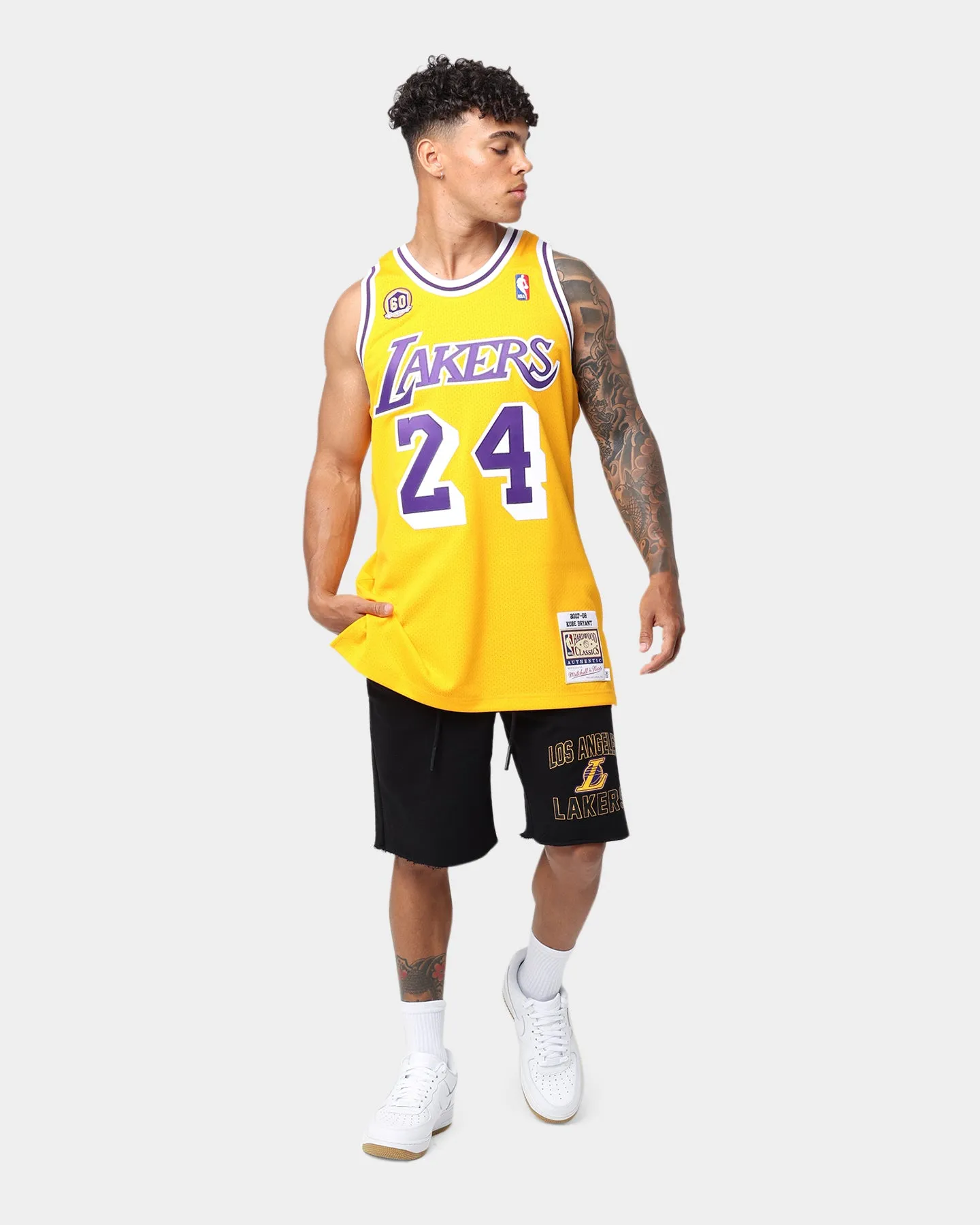 Mitchell & Ness Los Angeles Lakers Warm Up Raw Edge Shorts Black