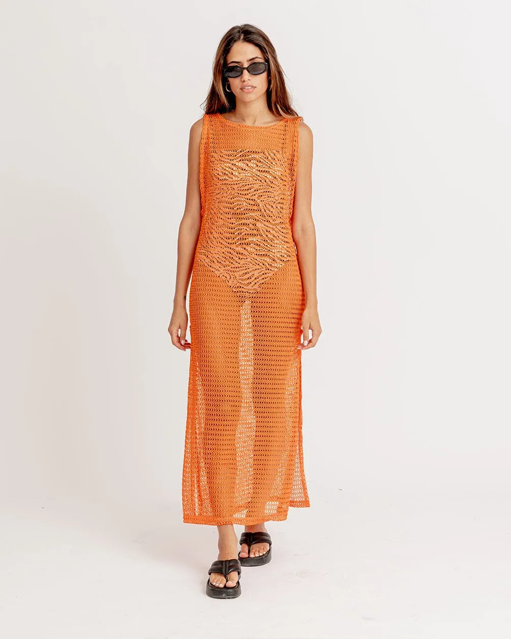 Orange Fishnet Dress