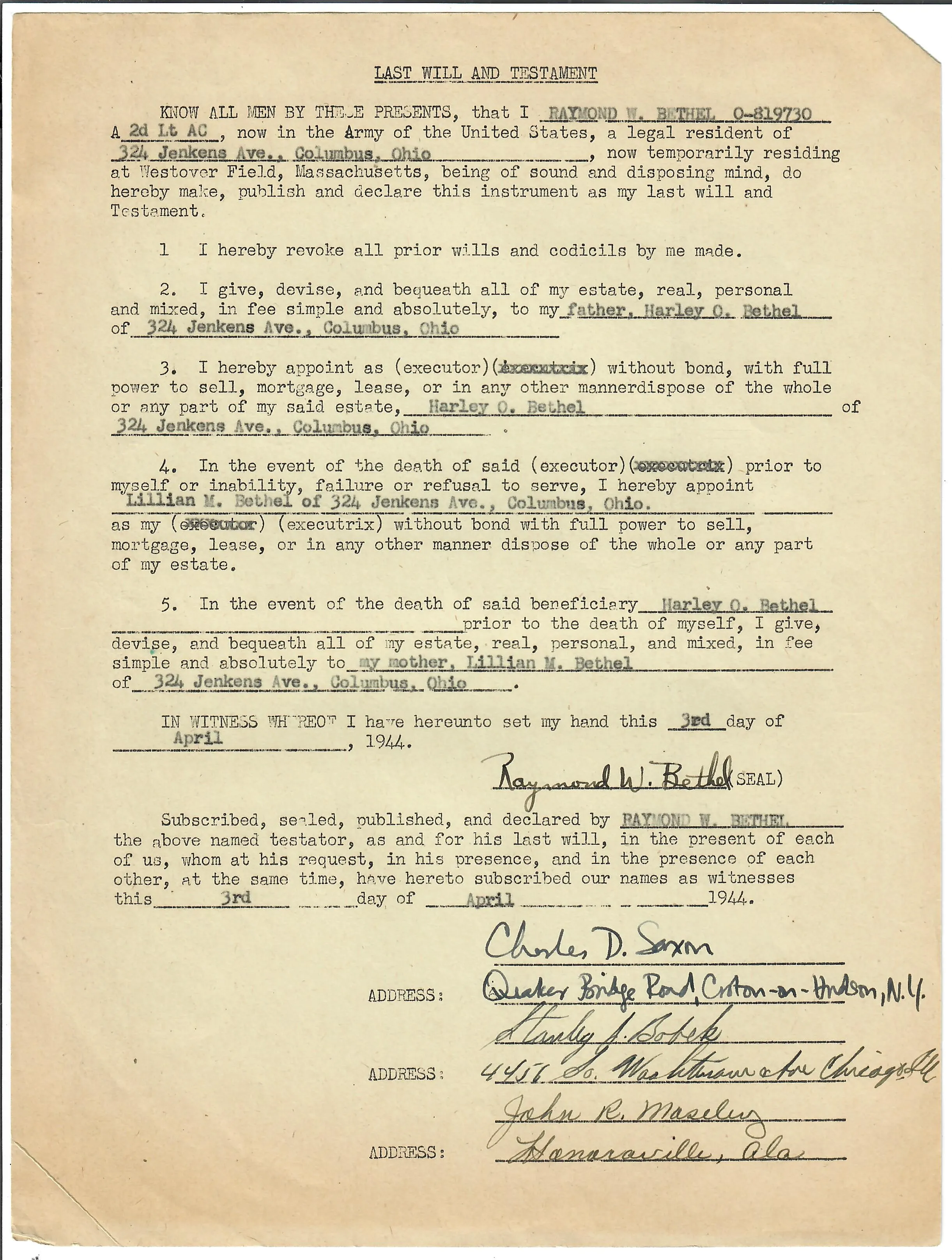 Original U.S. WWII 8th Air Force Flying 8-Balls Painted A-2 Leather Flight Jacket Named to Pilot Lt. Raymond Bethel, 44th Bombardment Group with Documents