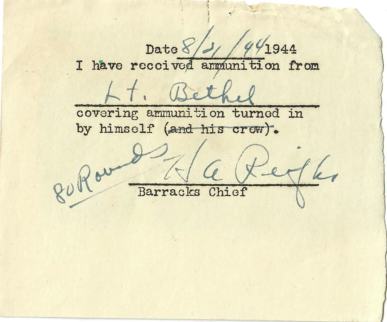 Original U.S. WWII 8th Air Force Flying 8-Balls Painted A-2 Leather Flight Jacket Named to Pilot Lt. Raymond Bethel, 44th Bombardment Group with Documents