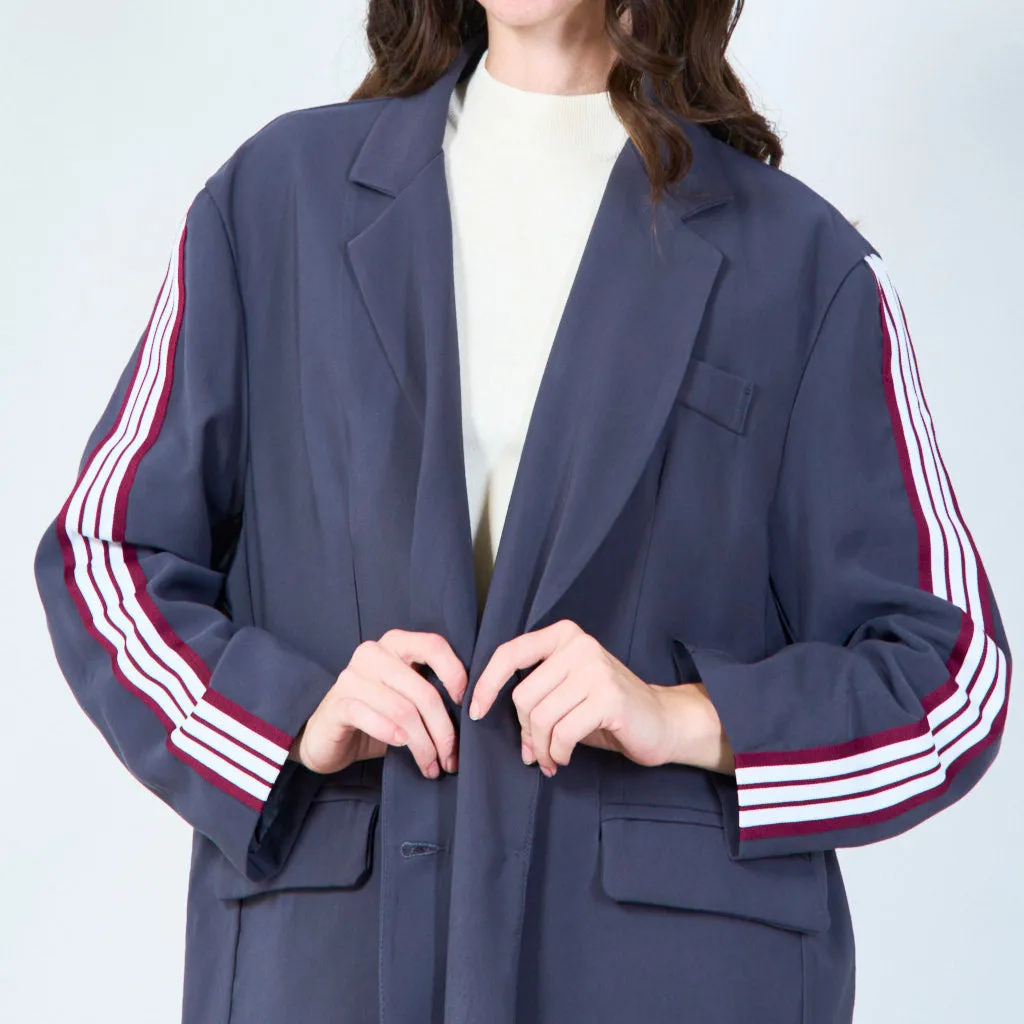 Oversized blazer with sporty stripe detail wholesale