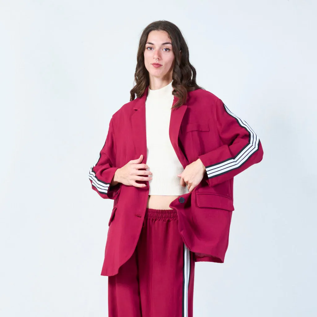 Oversized blazer with sporty stripe detail wholesale