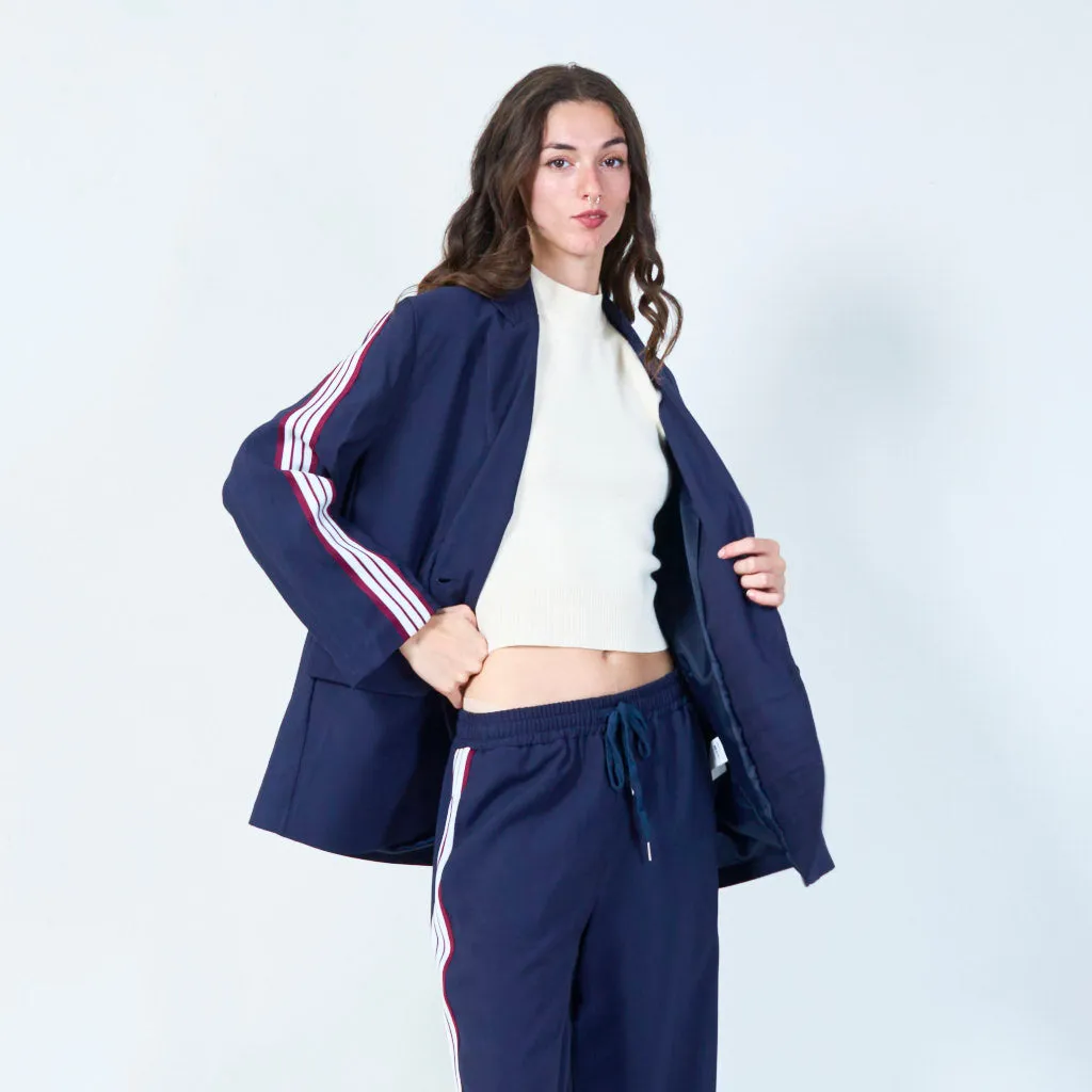 Oversized blazer with sporty stripe detail wholesale