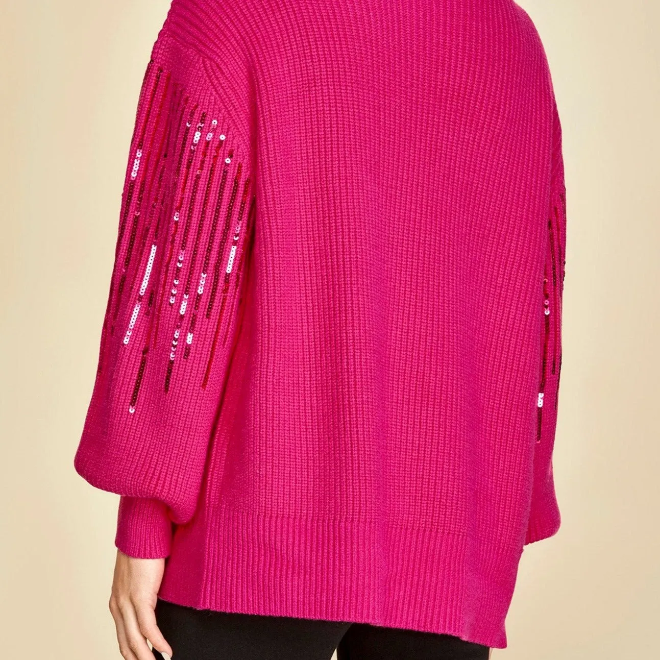 Party in Pink Sequin Detail Fuchsia Cardigan