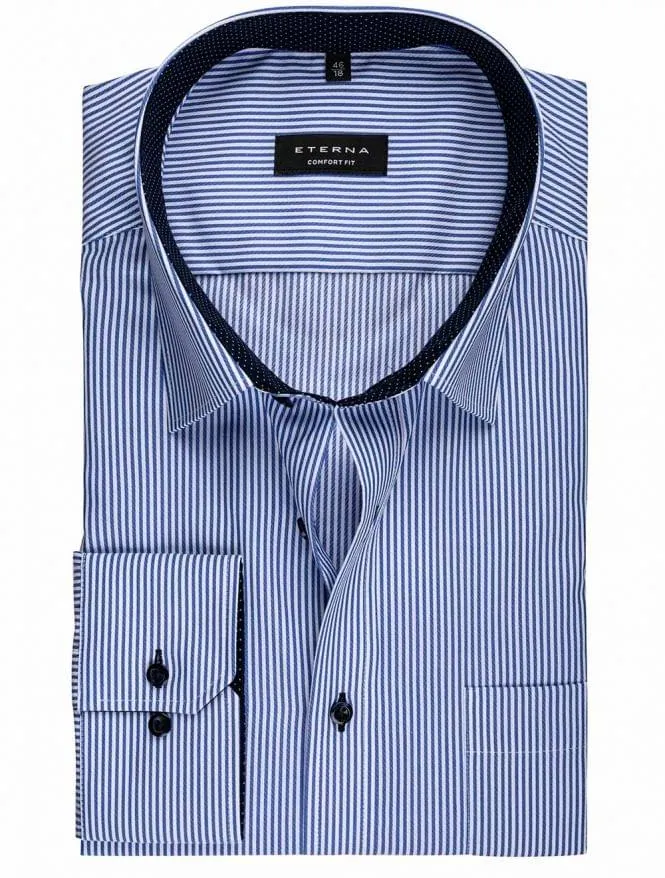 Pinstripe Comfort Fit Shirt Blue