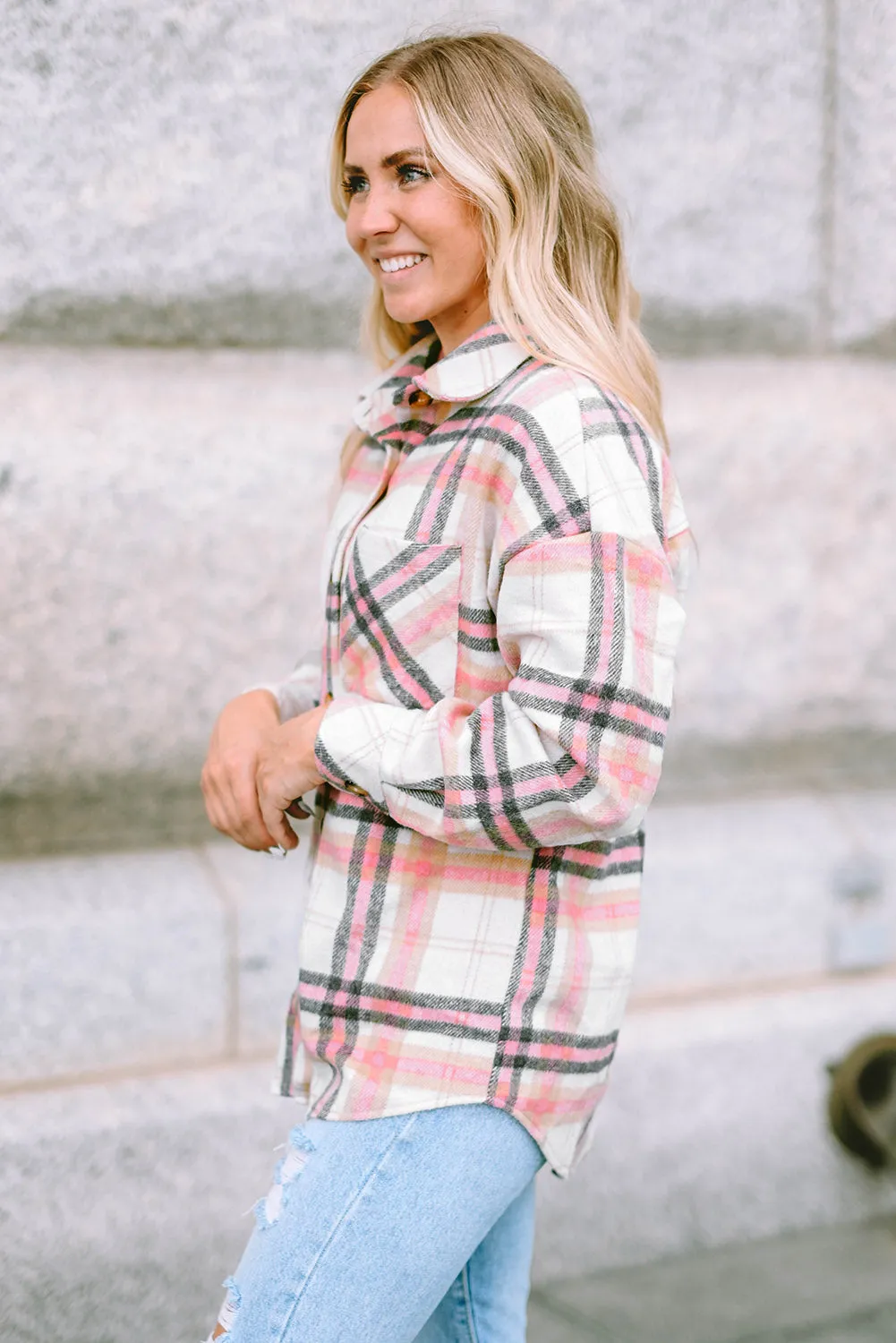 Plaid Button Chest Pocket Shacket