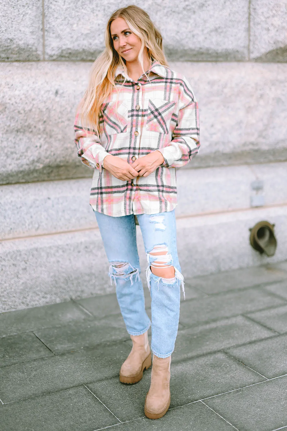 Plaid Button Chest Pocket Shacket