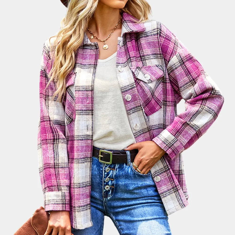 Plaid Buttoned Shirt Jacket