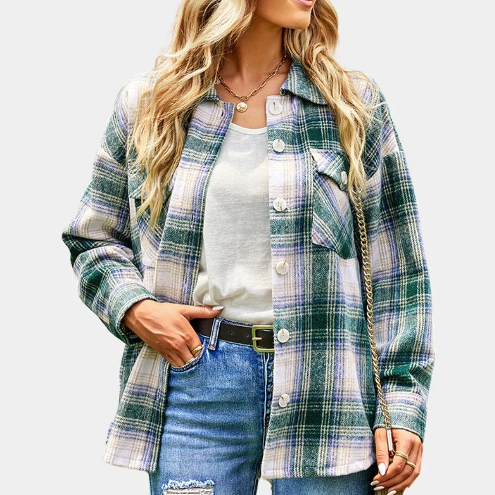 Plaid Buttoned Shirt Jacket