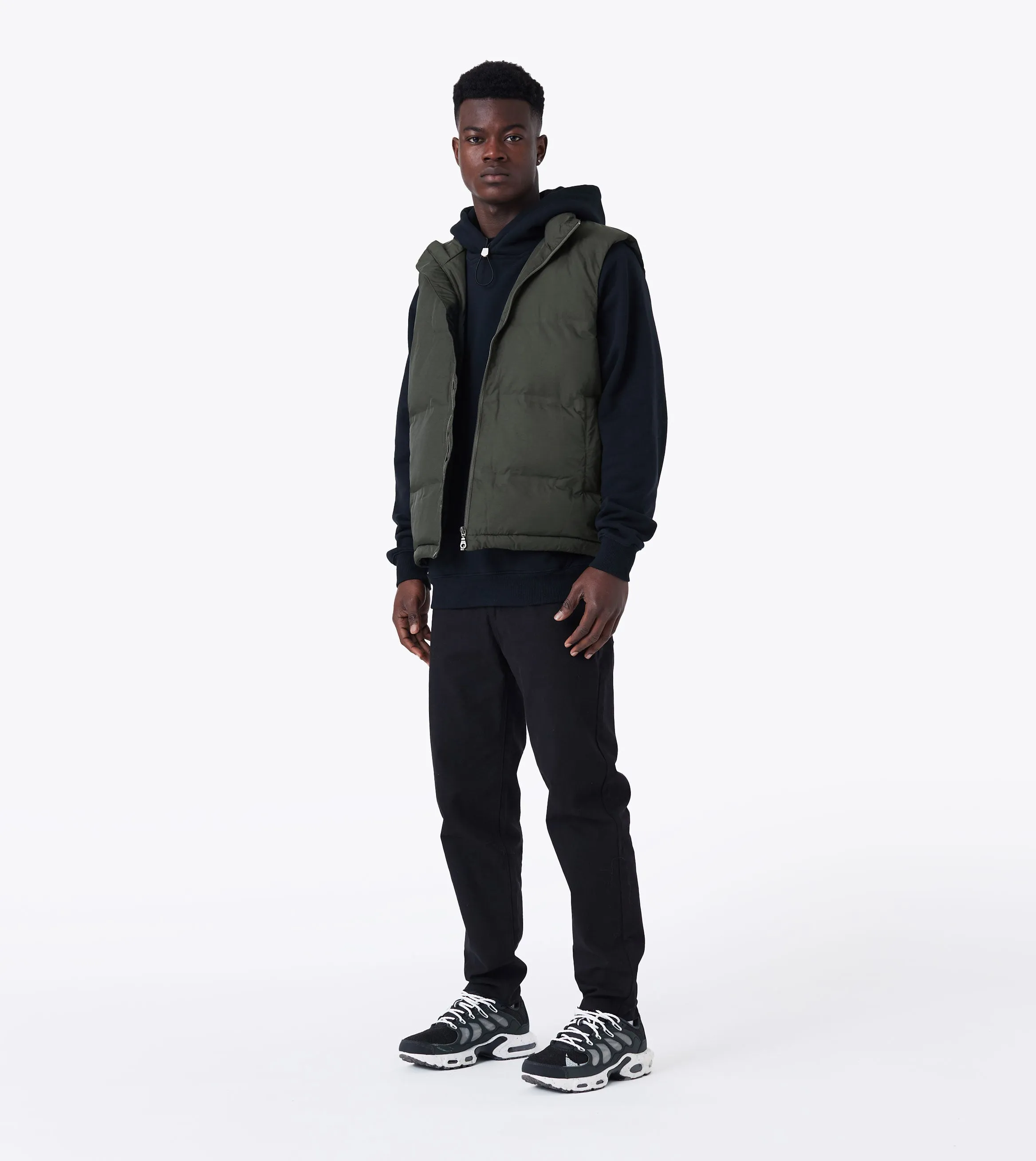 Powells Puffer Vest Dk Army