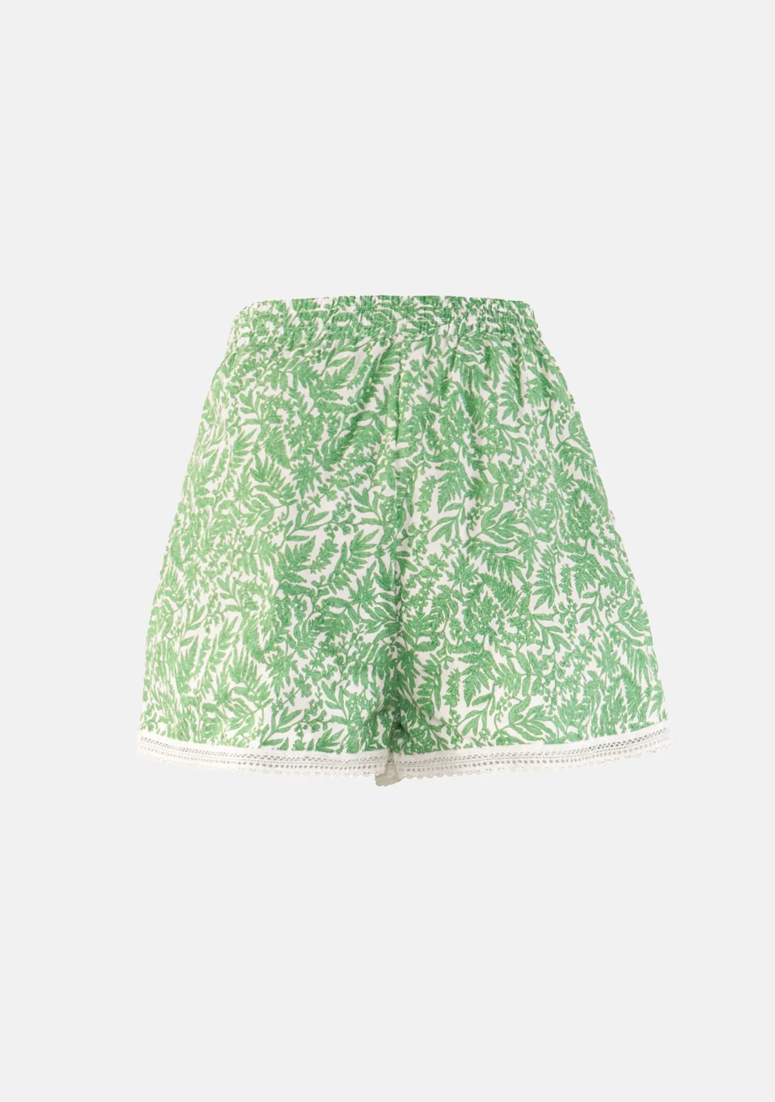 Print Lace Trim Shorts