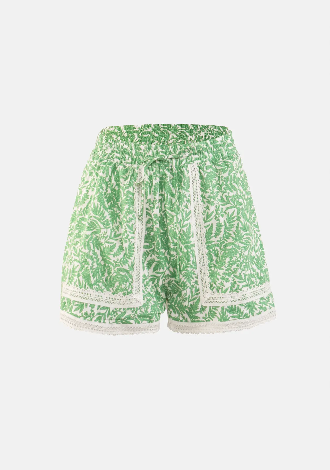 Print Lace Trim Shorts