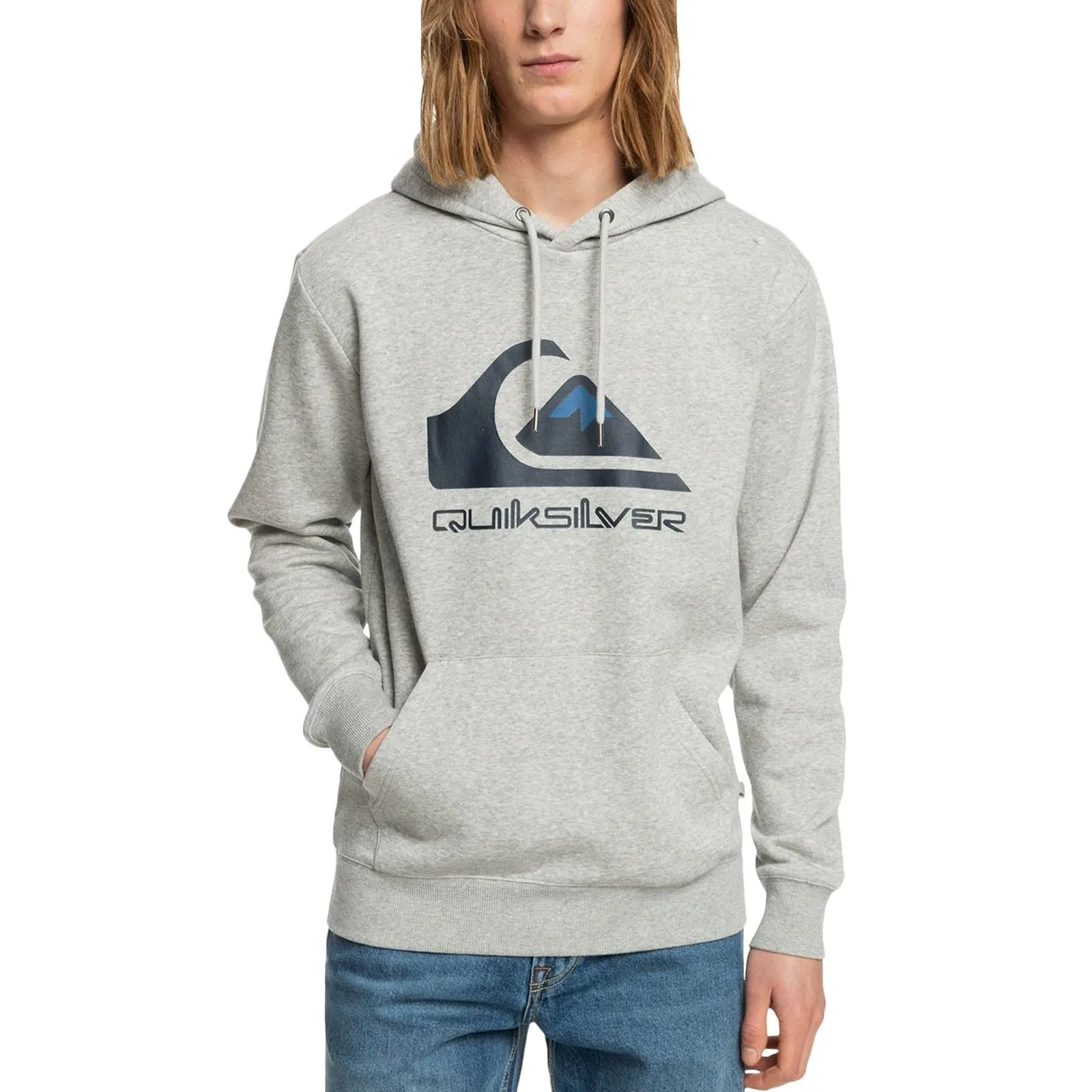 Quiksilver Mens Big Logo Casual Pullover Hoodie - Grey