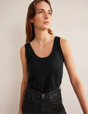 Relaxed Scoop Neck Vest-Black