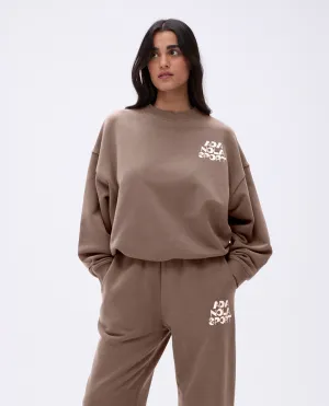 Retro Relaxed Sweatshirt - Pebble Brown/Marshmallow White