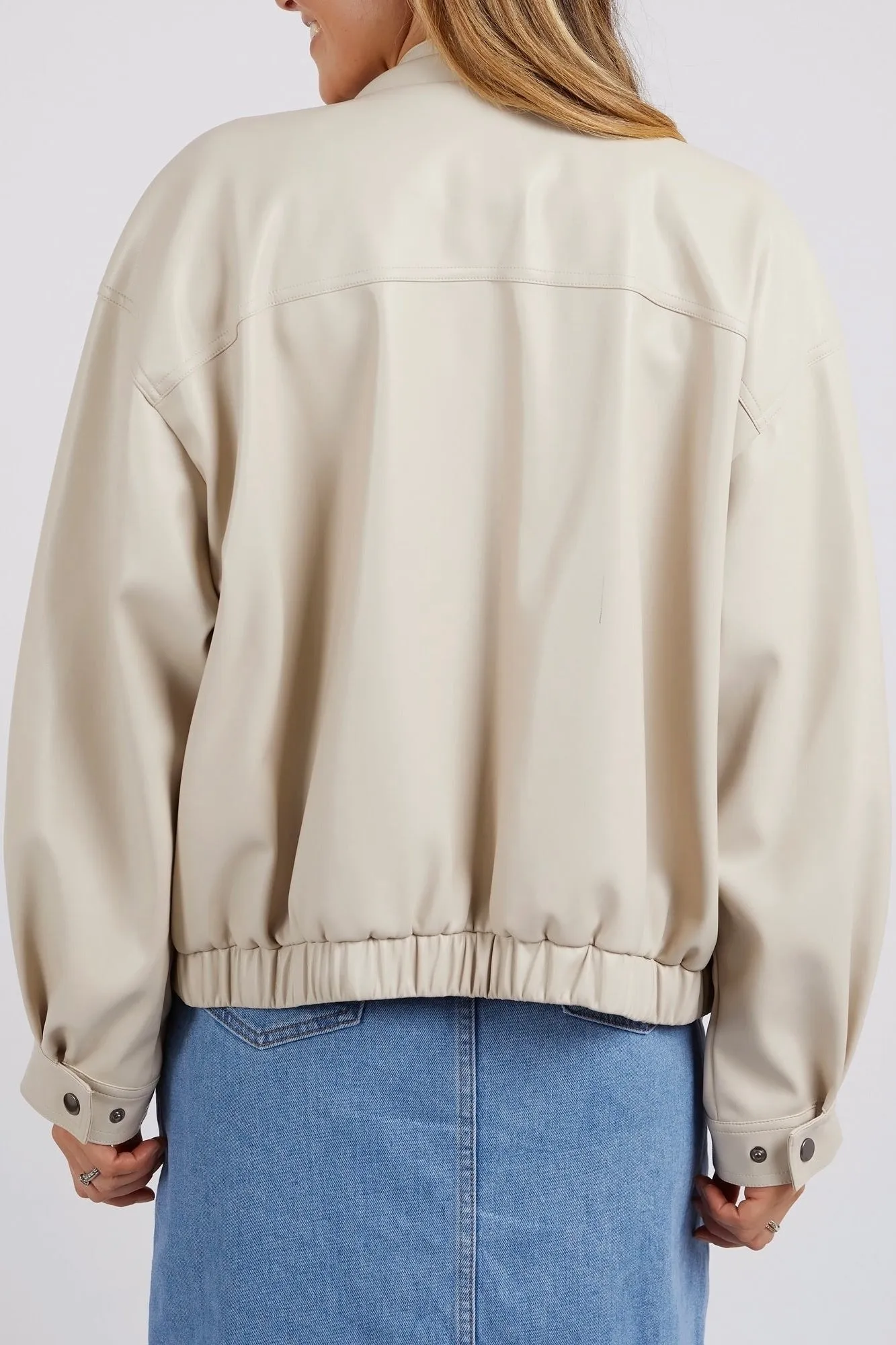 Rory Bone PU Bomber Jacket