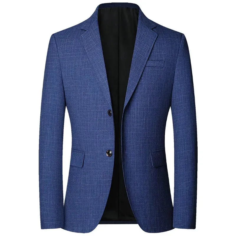 Single Breasted Slim Fit Plaid Business Formal Wear Blazer