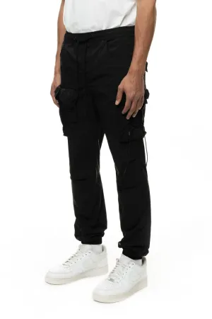 Smoke Rise Men's Black Cargo Pants Elastic Bottom Jogger Regular Fit