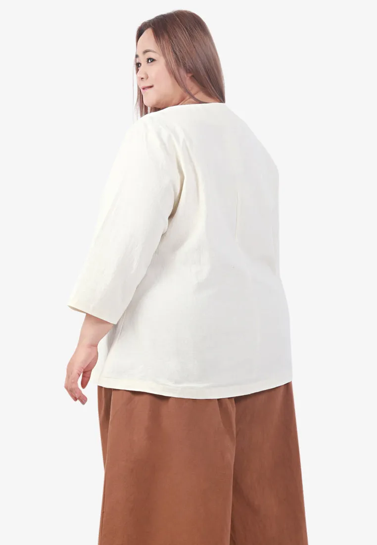 Tranquil Linen Simple Top - Off White