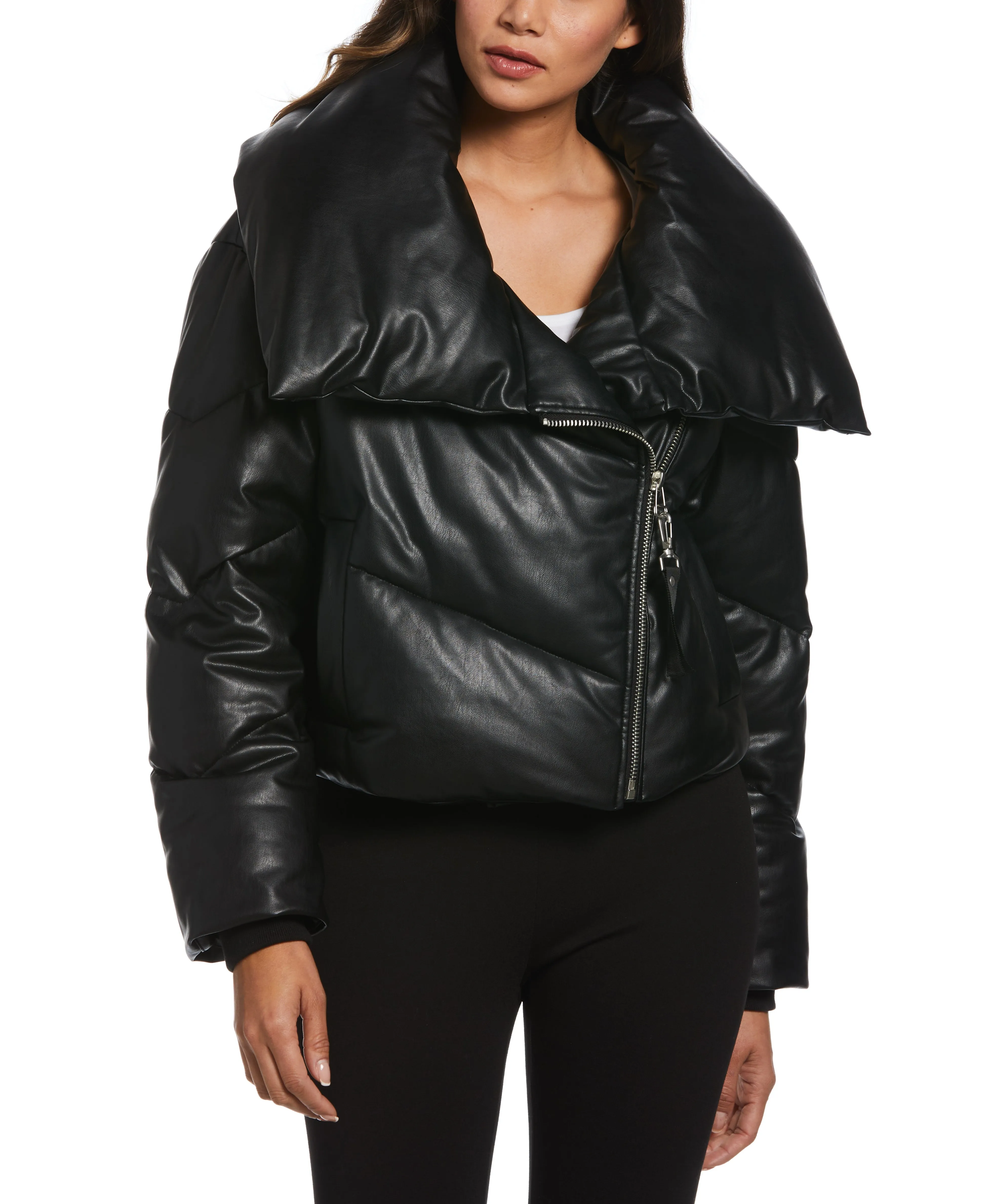 Vegan Leather Puffer Jacket