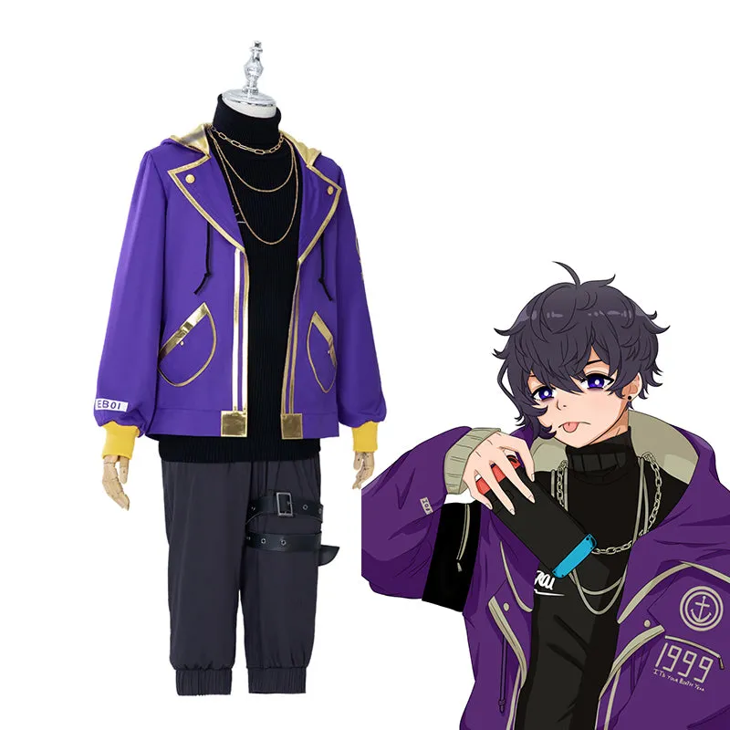 Virtual YouTuber Shxtou Shoto Cosplay Costumes Anime Purple Uniform Halloween 2022