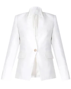 White Upcollar Dickey Jacket