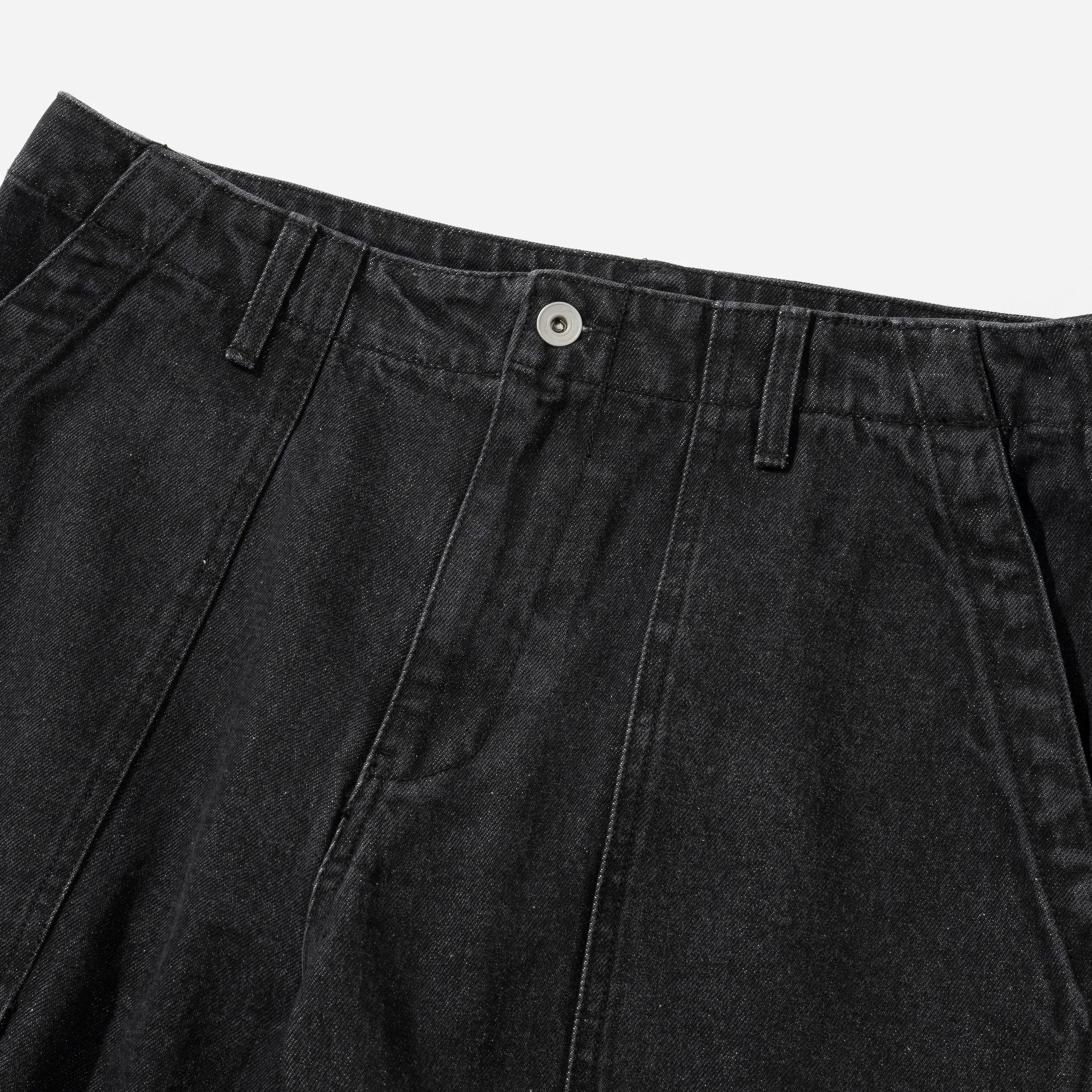 WIDE DENIM FATIGUE PANT - BLACK WASHED