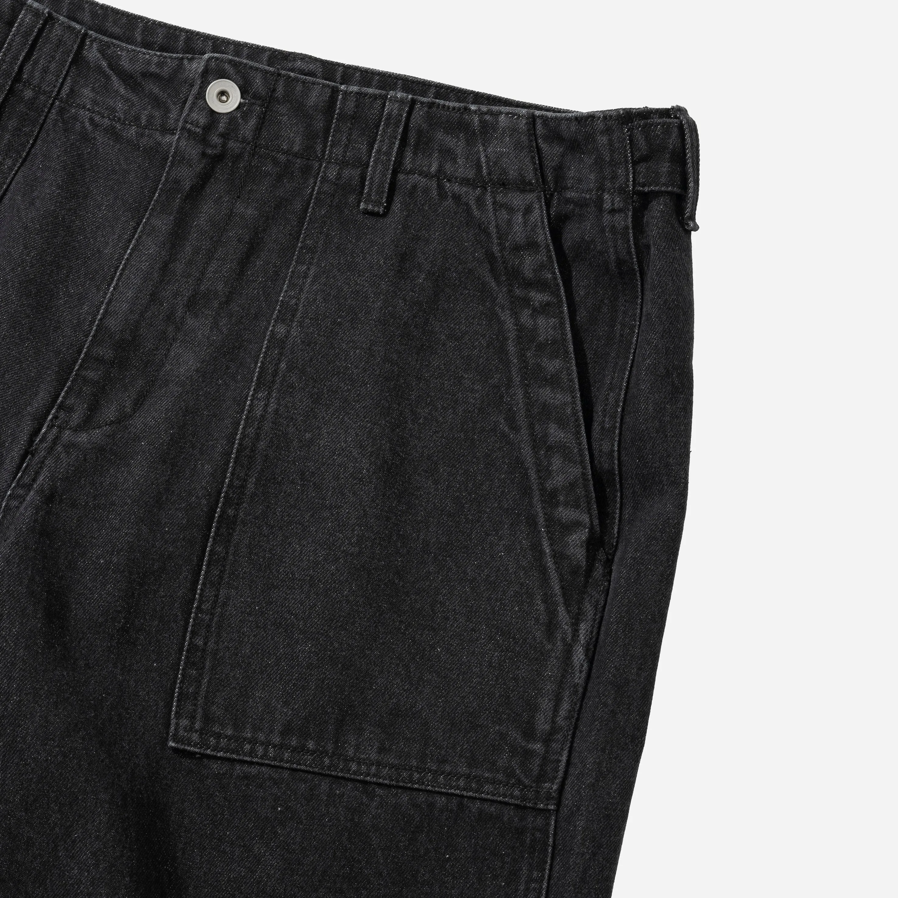 WIDE DENIM FATIGUE PANT - BLACK WASHED