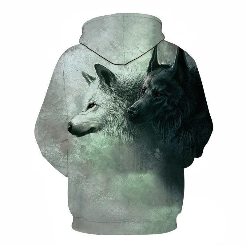 Wolfie 3D  Print Hoodie, Khaki